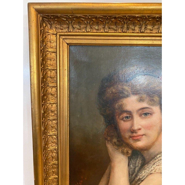 Portrait of Young Woman, 1920s, Oil on Canvas, Framed For Sale - Image 6 of 12