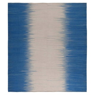 Contemporary Turkish Kilim Beige and Blue Wool Rug by Doris Leslie Blau For Sale