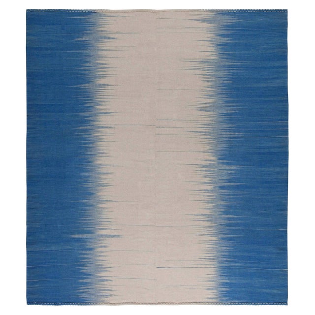 Contemporary Turkish Kilim Beige and Blue Wool Rug by Doris Leslie Blau For Sale