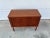 Danish Mid Century Modern Teak Tambour Door Jr. Credenza / Vinyl Storage Cabinet, c. 1960's. This beauty features perfect...