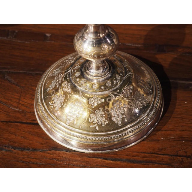 Pair of 18th Century French Silvered Bronze Candlesticks With Grape Cluster Design For Sale - Image 12 of 13