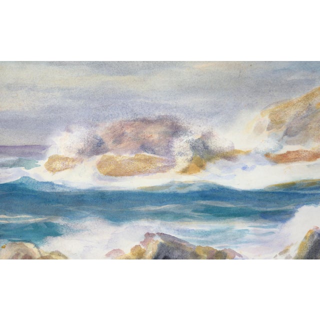 Rocky California Seascape in Watercolor on Paper by Paul Dougherty For Sale - Image 4 of 11