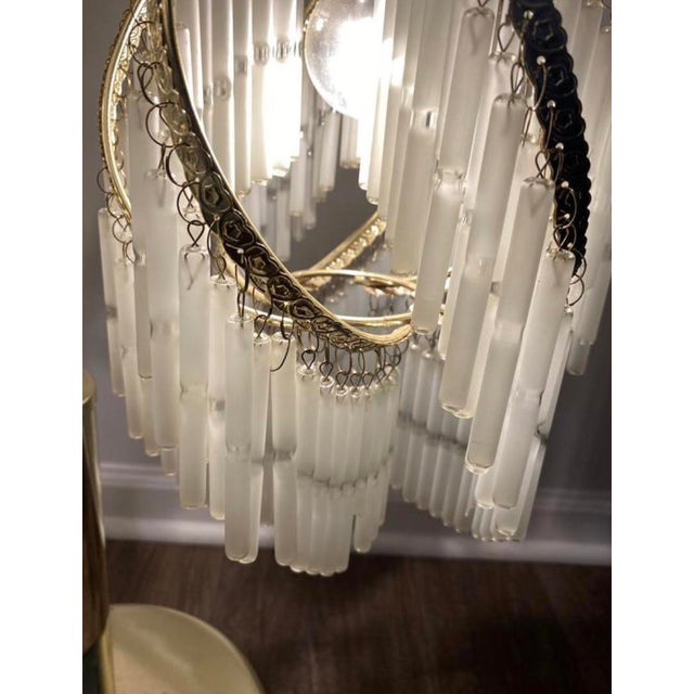 1970s/80s Art Deco Revival Brass and Glass Rods Floor Table Lamp For Sale - Image 9 of 11