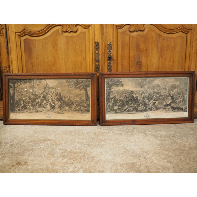 French Pair of 18th Century French Lithographs, Battle Scenes With Alexander the Great For Sale - Image 3 of 18