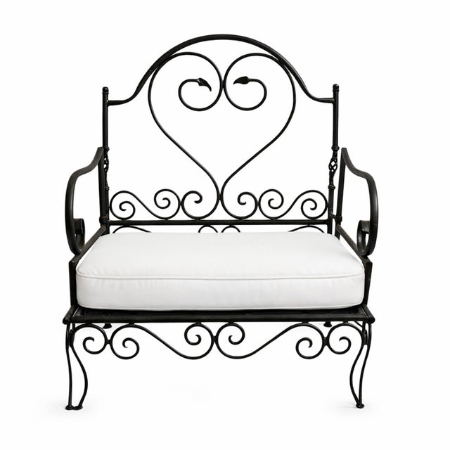 Mid 20th Century Outdoor Vintage Iron Scroll Arm Chair For Sale - Image 5 of 7