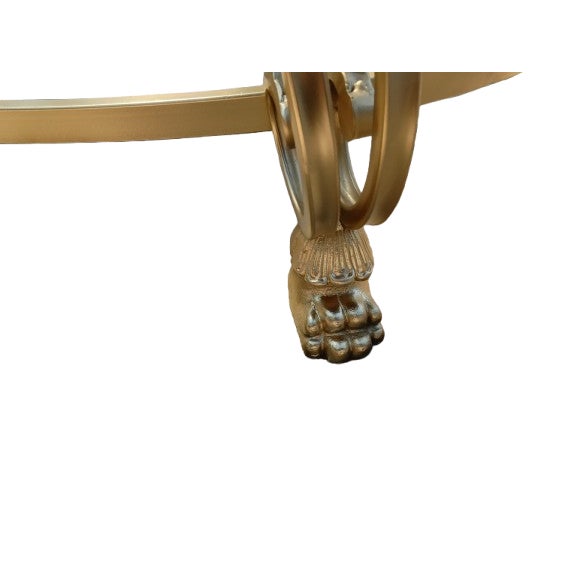 Mid-Century Modern Mid-Century French Style Rocco Gilt Wrought Iron Lion Foot Coffee Table For Sale - Image 3 of 5