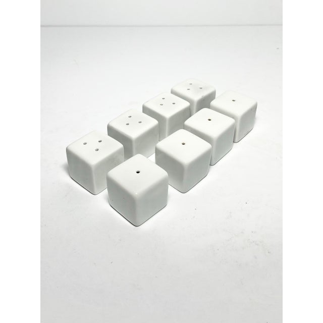Crate & Barrel White Porcelain 8 Mini Cube Dice Salt & Pepper Shakers 1.25” Good condition. No chips, cracks, or...