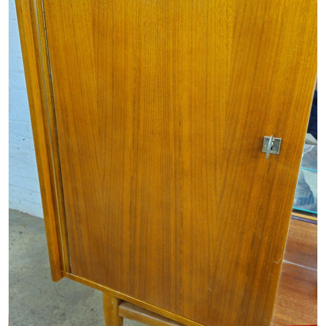 Amber 1960s Slim Slick Danish Modern Mid Century Modern Teak Sideboard Bar Cabinet For Sale - Image 8 of 12
