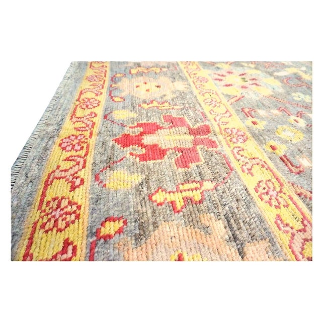 Textile Persian Oushak Wool 8x11 Grey, Red, & Yellow Handmade Area Rug #1143973 For Sale - Image 7 of 10