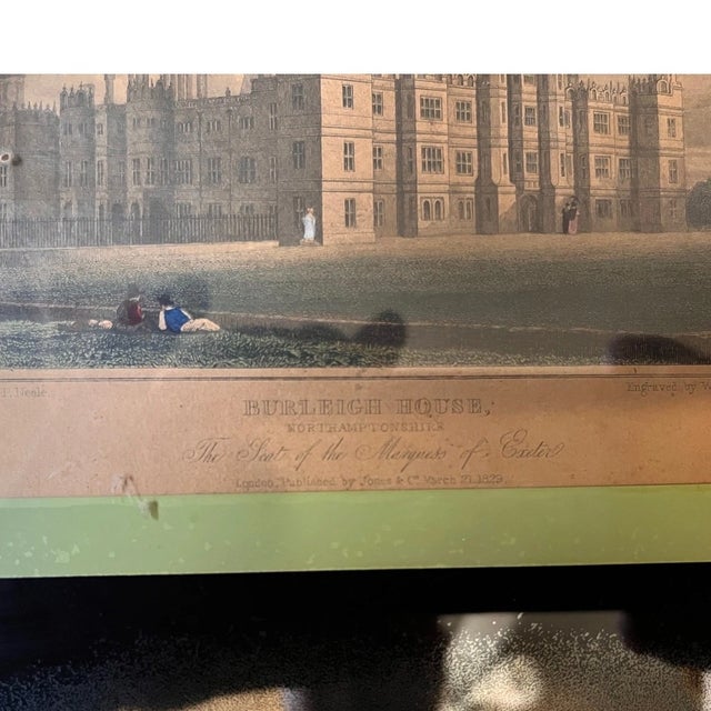 Mid-Century Modern Antique 1829 J.P. Neale Engraving Burleigh House Northamptonshire Framed Breuner For Sale - Image 3 of 6