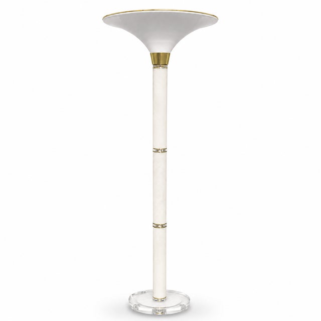 Frosted Lucite Torchiere Floor Lamp For Sale