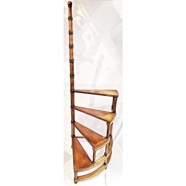 Vintage Mahogany Spiral Library Steps For Sale - Image 12 of 12