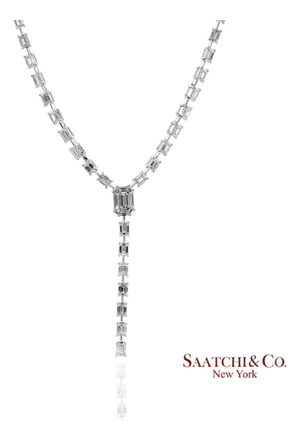 18k(750) White Gold Natural Diamond Pie Cut Necklace