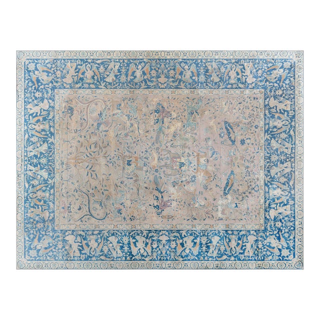 Authentic Indian Animal Botanic Handmade Wool Rug For Sale