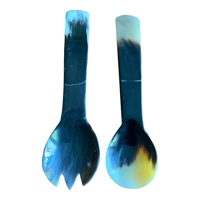 Vintage Horn Salad ServerIng Set- a Pair For Sale