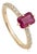 1.33ct Emerald Cut Ruby Solitaire Ring With Pave Diamonds in 14k Gold Size 4 For Sale