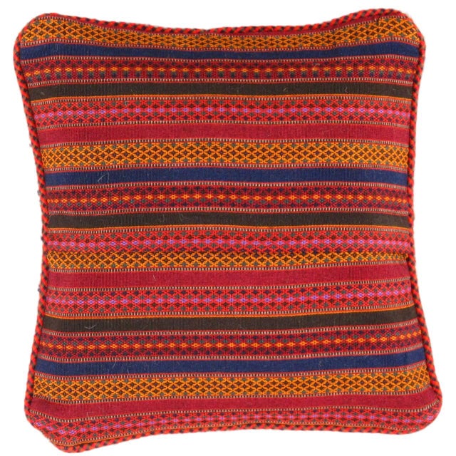This Gabbeh pillow is made of high-quality LAMBS WOOL The piece was crafted with good workmanship. Gabbeh rugs are made by...
