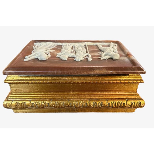 Vintage Incolay Stone Italian Jewelry Box - Womderful design wooden box with a great blend of color and style. The front...