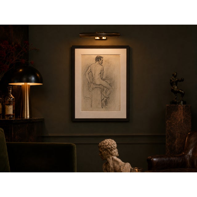 Academic Male Figure Study and Seated Male Nude - Brown C. 1915 For Sale - Image 18 of 18