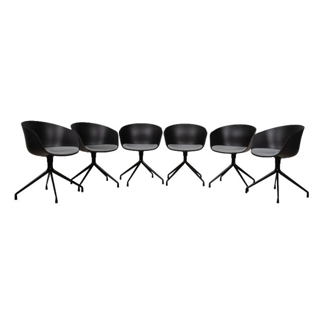 AAC20 Chairs in Grey and Black Plastic from Hay, Set of 6 For Sale