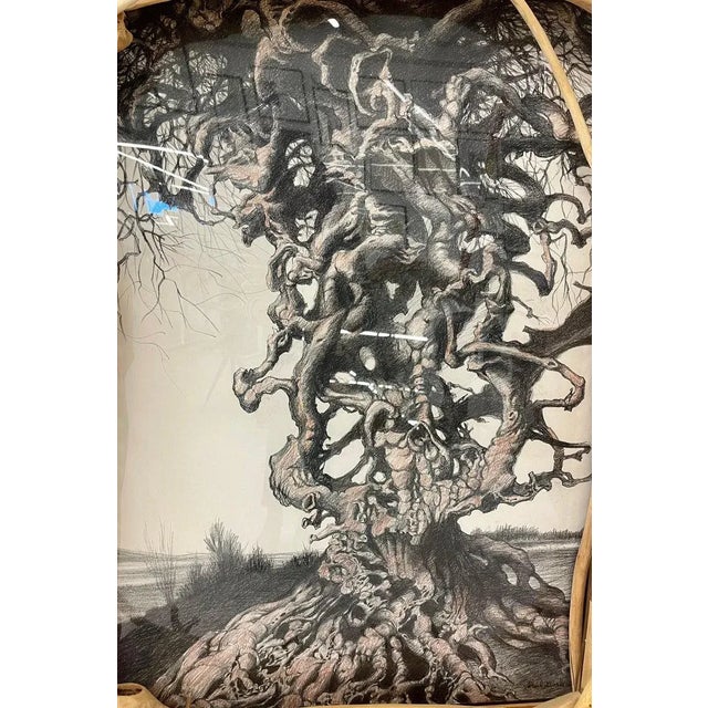 Eccentric Art Nouveau Rustic Frame With a Signed Paul Gorka Print For Sale - Image 12 of 13