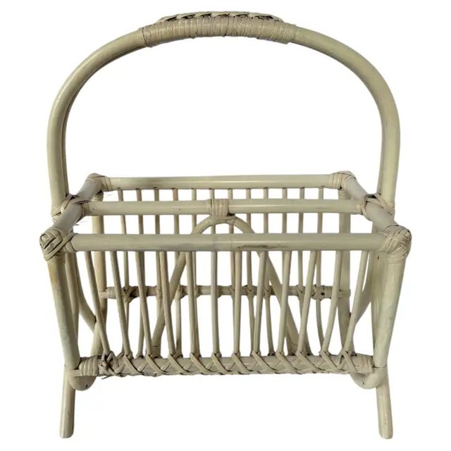 Mid-Century Modern Mid Century Modern Sculptural Bamboo Magazine Rack Holder, Franco Albini Style For Sale - Image 3 of 10