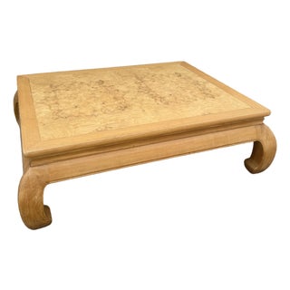 Ming Style Blonde Burlwood Scene Two Coffee Table by Henredon For Sale