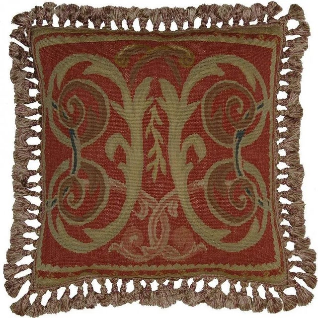 Contemporary Aubusson Flourishes Throw Pillow For Sale - Image 3 of 3