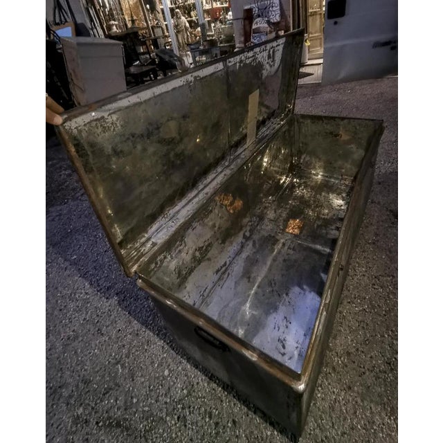 Metal Vintage Travel Trunk in Iron For Sale - Image 7 of 18