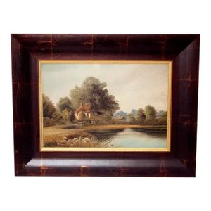 1930s English Landscape Painting Oil on Board Vintage, Framed
