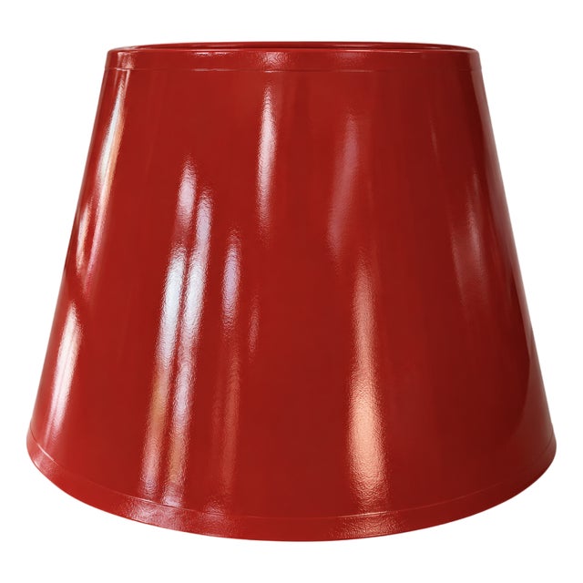 Drum Lacquered Lampshade With Gold Interior – Persimmon For Sale