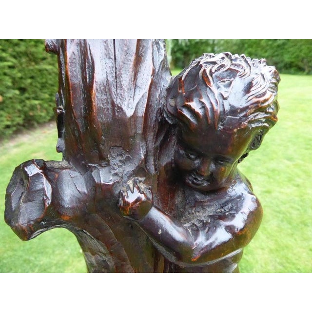 Antique English Carved Figure of a Boy Climbing Plant Stand, 1850 For Sale - Image 6 of 14