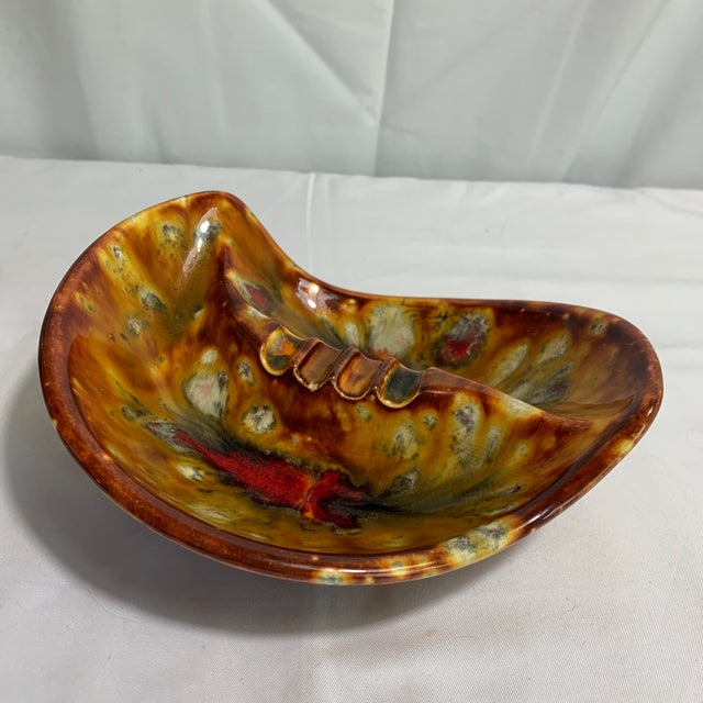 Mid-Century Modern Mid-20th Century Modern Studio Pottery "Autumn Fire" Drip Glaze Ashtray & Catchall For Sale - Image 3 of 7