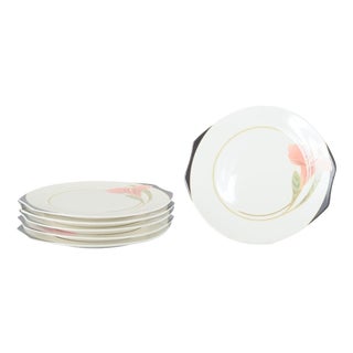 Vintage Porcelain Iris Cake Plates with Floral Decoration by Villeroy & Boch, 1980s, Set of 6 For Sale