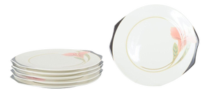 Vintage Porcelain Iris Cake Plates with Floral Decoration by Villeroy & Boch, 1980s, Set of 6