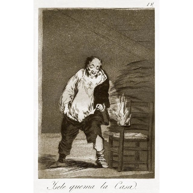 Y se le quema la casa - Original Etching by Francisco Goya - 1868 1868 For Sale