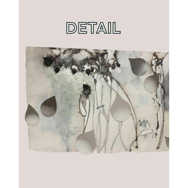 Contemporary "Droplet 123" Black and White Original Abstract Collage on Handmade Paper For Sale - Image 3 of 6