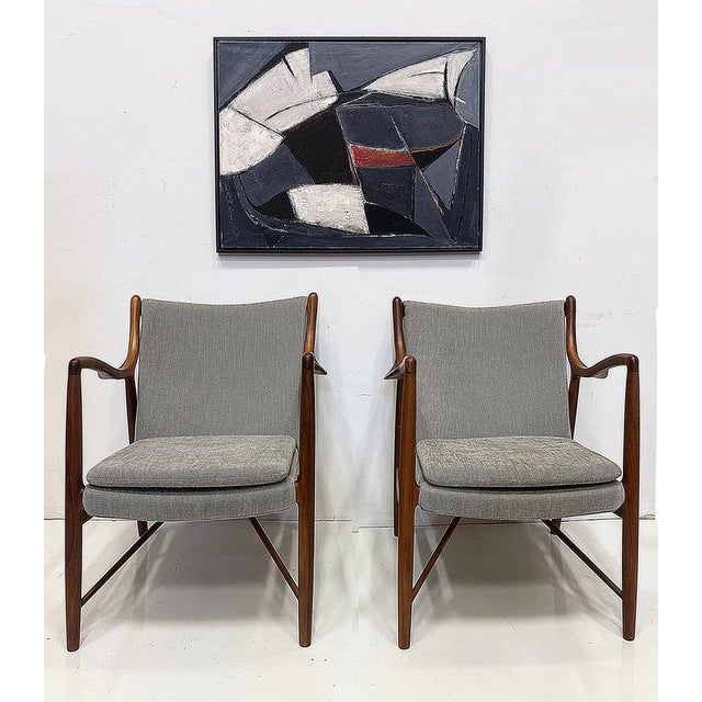 Offered is a pair of the iconic Model 45 Lounge Chairs, originally designed in 1945 by the renowned master of Danish...