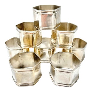 1970s Silverplate Hexagonal Napkin Rings - Set of 8 For Sale