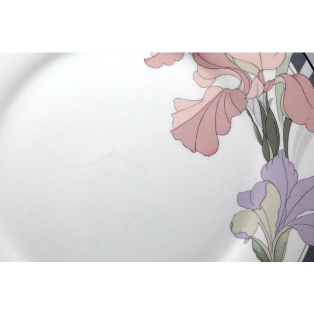Vintage "Cafe Du Soir" Iris Flowers Dinnerware by Noritake - Set of 8 For Sale - Image 10 of 12