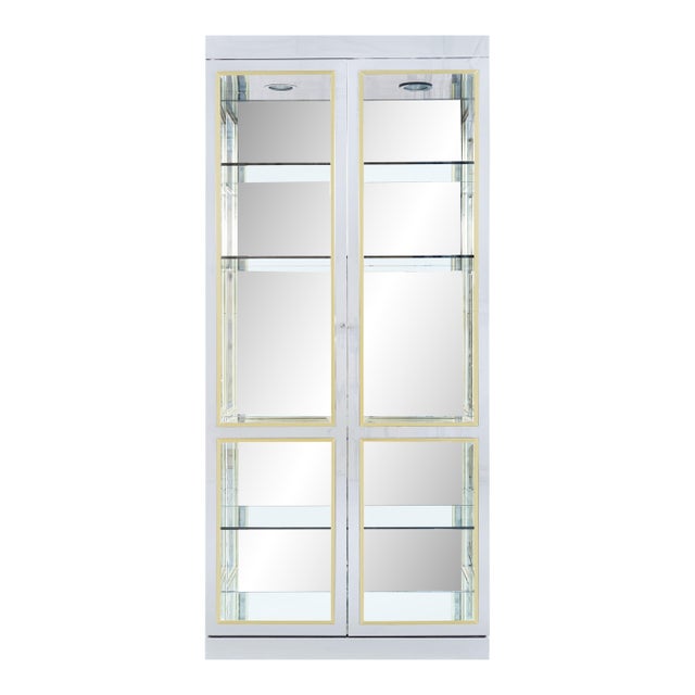 Vintage Chrome and Brass Vitrine / Display Cabinet, Mastercraft Style For Sale