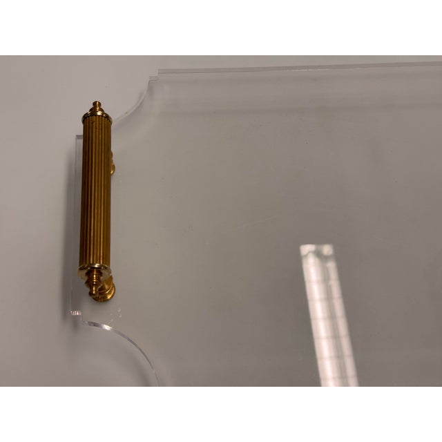 Reprotique Georgian Style Acrylic Tray + Reeded Brass Handles For Sale - Image 9 of 12