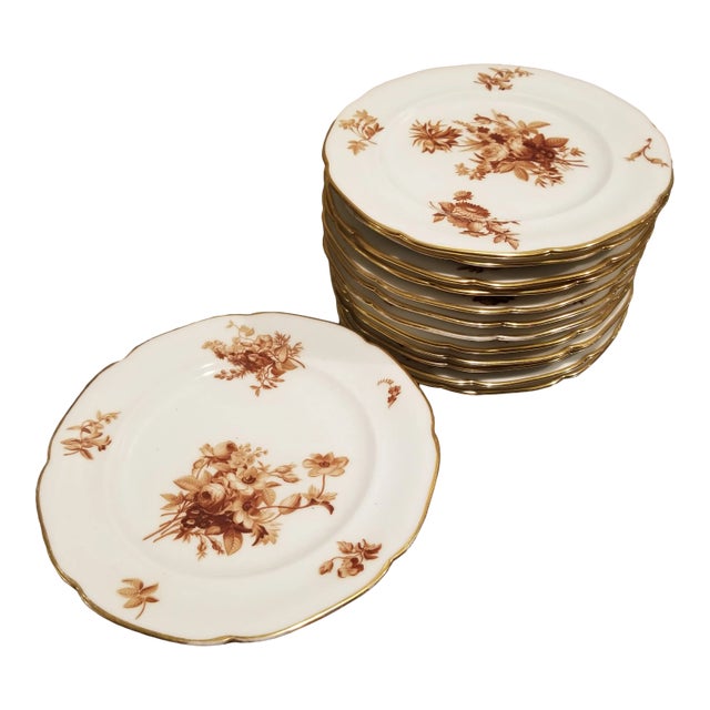 Brown and White Porcelain Dessert Set For Sale