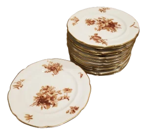 Brown and White Porcelain Dessert Set