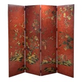 Image of Tall Chinoiserie 4-Panel Botanical Decoupage Room Divider For Sale