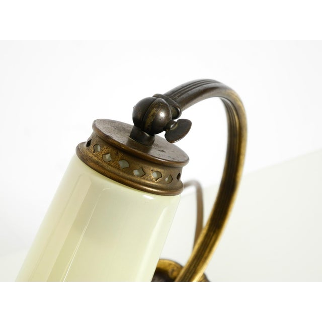 Metal Brass Table Lamp with Glass Shade, 1940s For Sale - Image 7 of 18