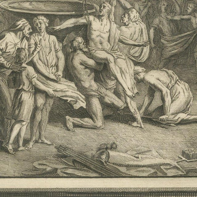 Pieter Mortier, Martyrdom of the Maccabee Brothers and Zeal of Mattathias, 1700, Engraving For Sale - Image 4 of 12