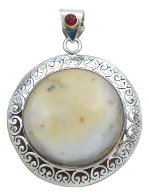 Vintage Lemon Agate Set in Sterling Silver Pendant
