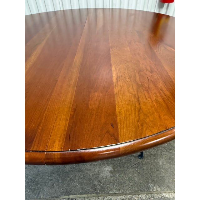 2000 - 2009 Ethan Allen “Maison” Wrought Iron Base Dining Table With One Leaf For Sale - Image 5 of 10