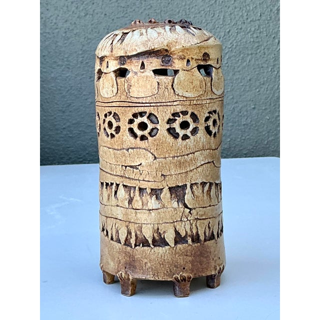 Ceramic Vintage Original Studio Pottery Cutout Vase For Sale - Image 7 of 12